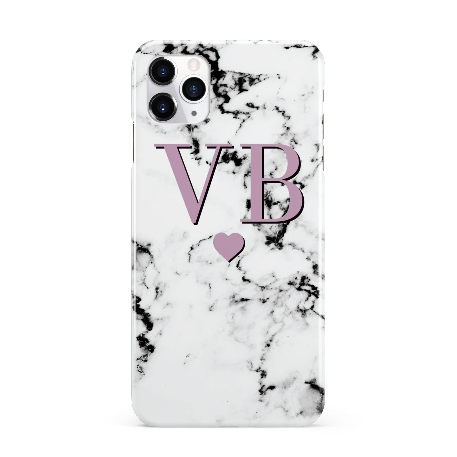 Personalised Purple Initialed Marble Heart iPhone 11 Pro Max 3D Snap Case