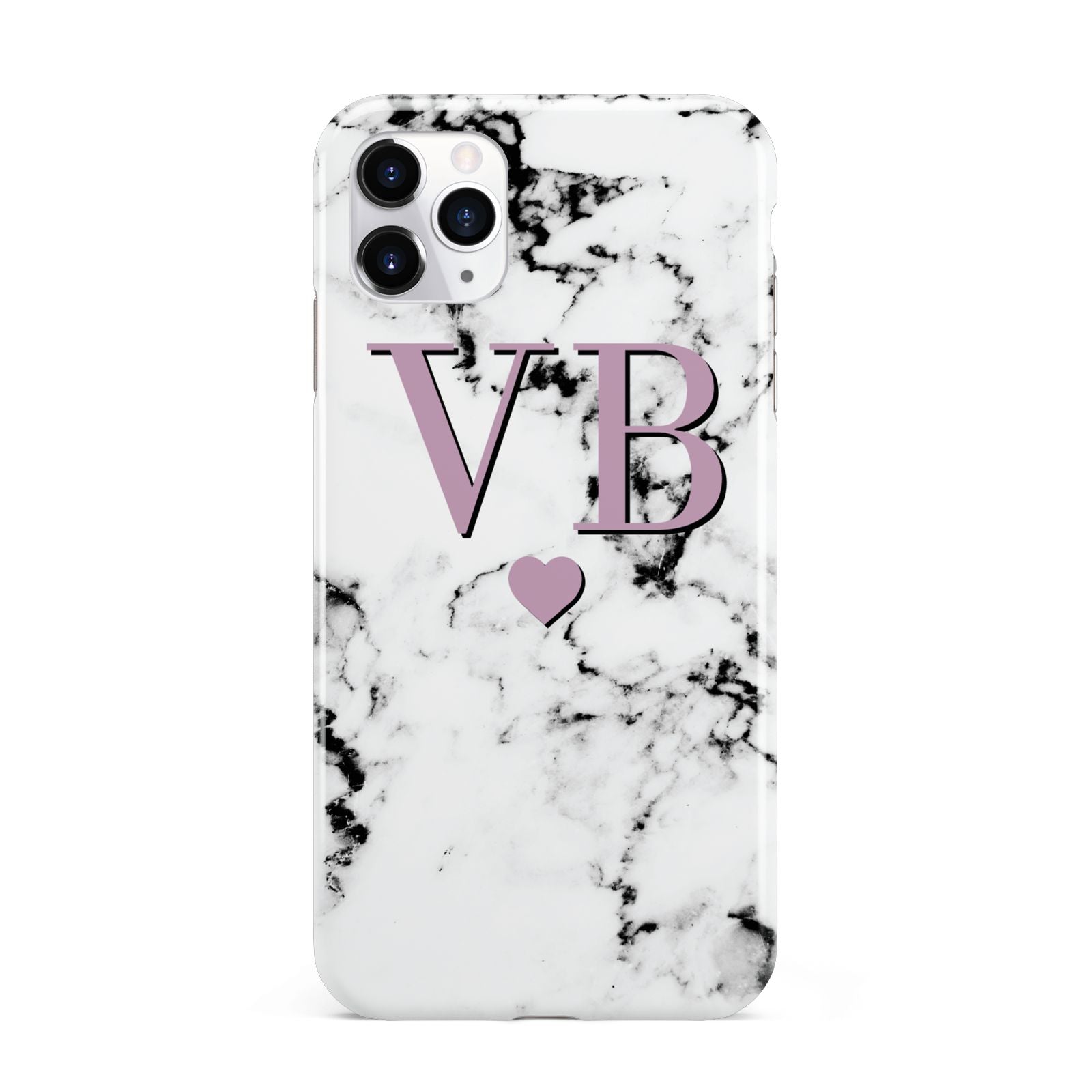 Personalised Purple Initialed Marble Heart iPhone 11 Pro Max 3D Tough Case