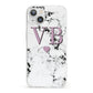 Personalised Purple Initialed Marble Heart iPhone 13 Clear Bumper Case