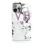 Personalised Purple Initialed Marble Heart iPhone 13 Pro Max Full Wrap 3D Tough Case