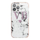 Personalised Purple Initialed Marble Heart iPhone 13 Pro Max TPU Impact Case with Pink Edges