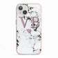 Personalised Purple Initialed Marble Heart iPhone 13 TPU Impact Case with Pink Edges