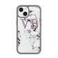 Personalised Purple Initialed Marble Heart iPhone 14 Clear Tough Case Starlight