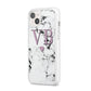 Personalised Purple Initialed Marble Heart iPhone 14 Plus Clear Tough Case Starlight Angled Image