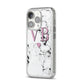 Personalised Purple Initialed Marble Heart iPhone 14 Pro Glitter Tough Case Silver Angled Image