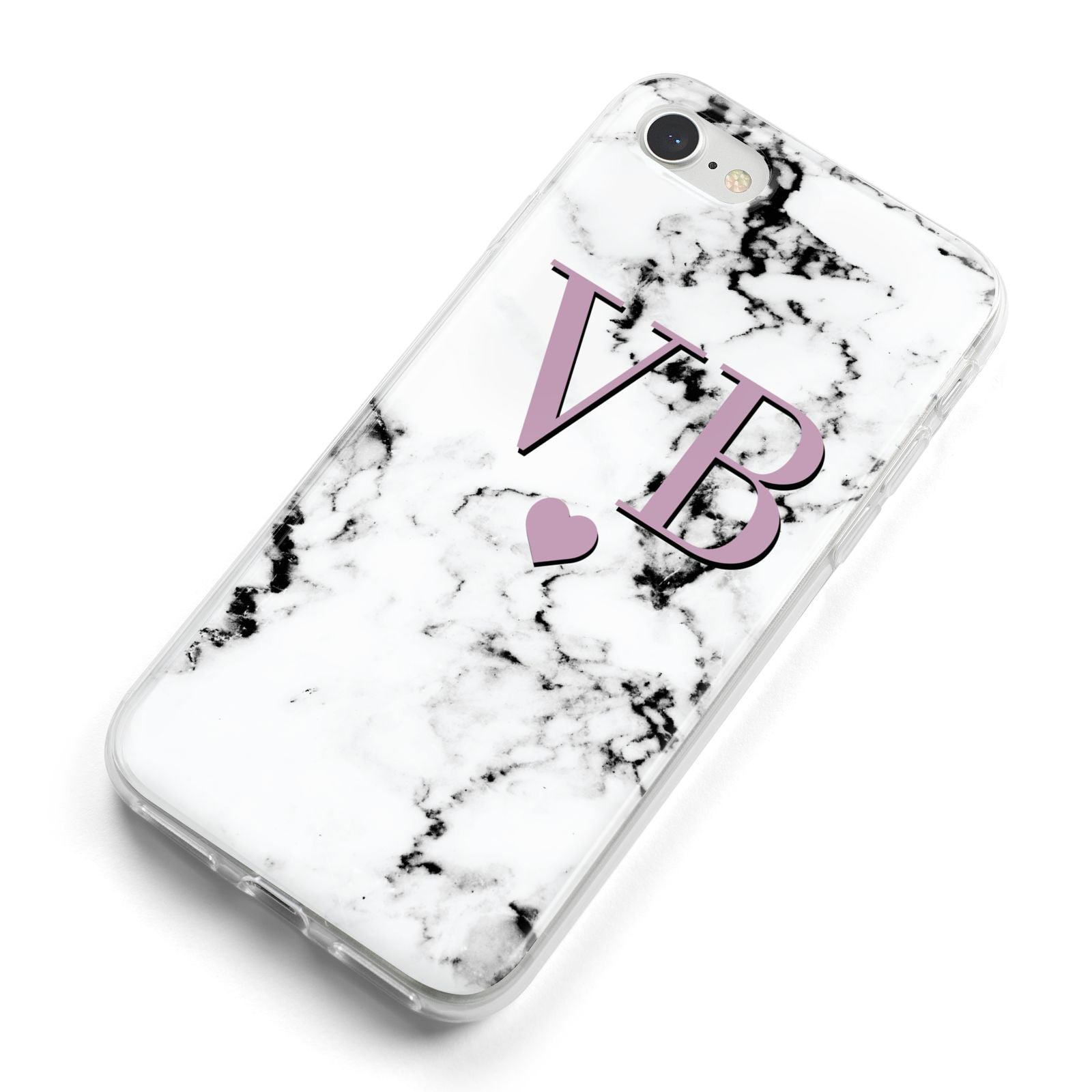 Personalised Purple Initialed Marble Heart iPhone 8 Bumper Case on Silver iPhone Alternative Image