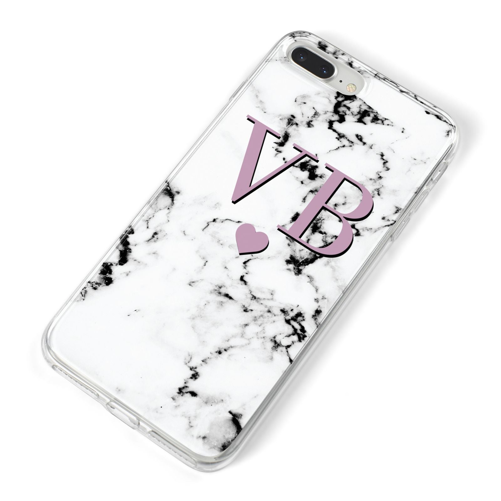 Personalised Purple Initialed Marble Heart iPhone 8 Plus Bumper Case on Silver iPhone Alternative Image