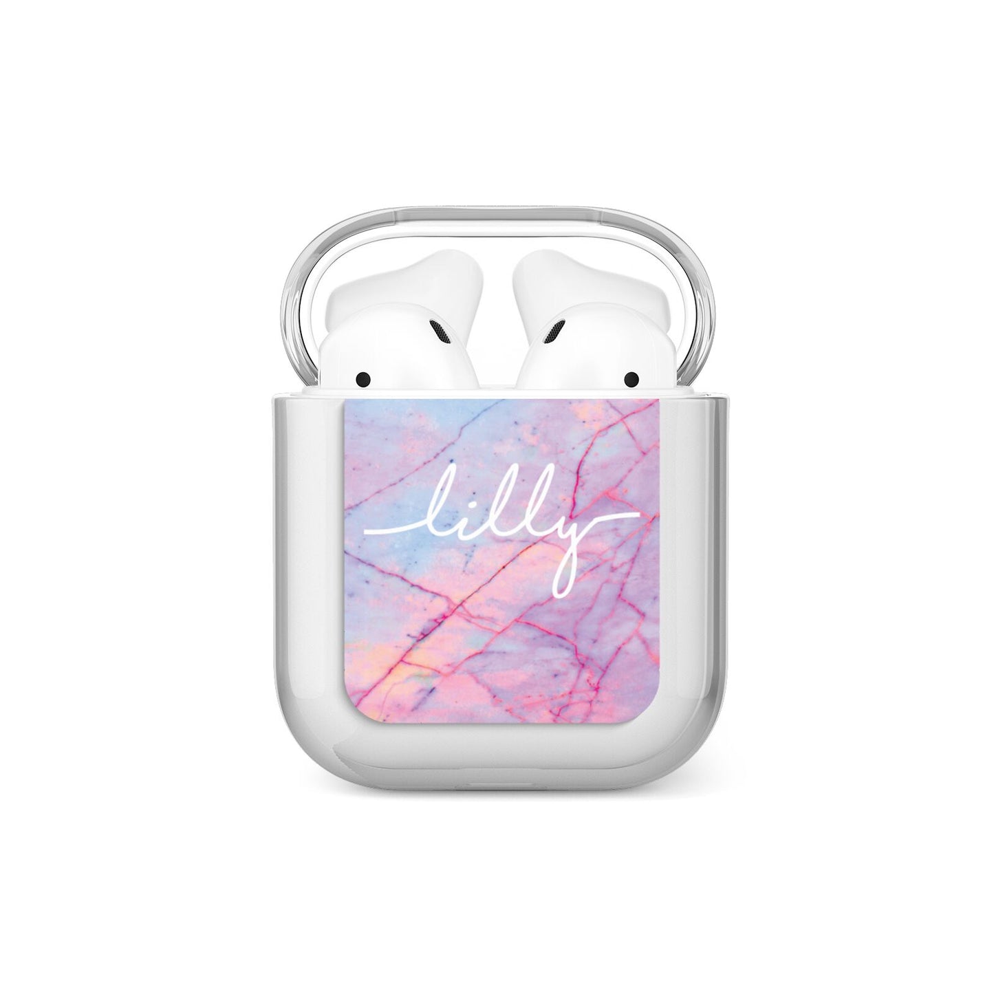 Personalised Purple Marble Name AirPods Case