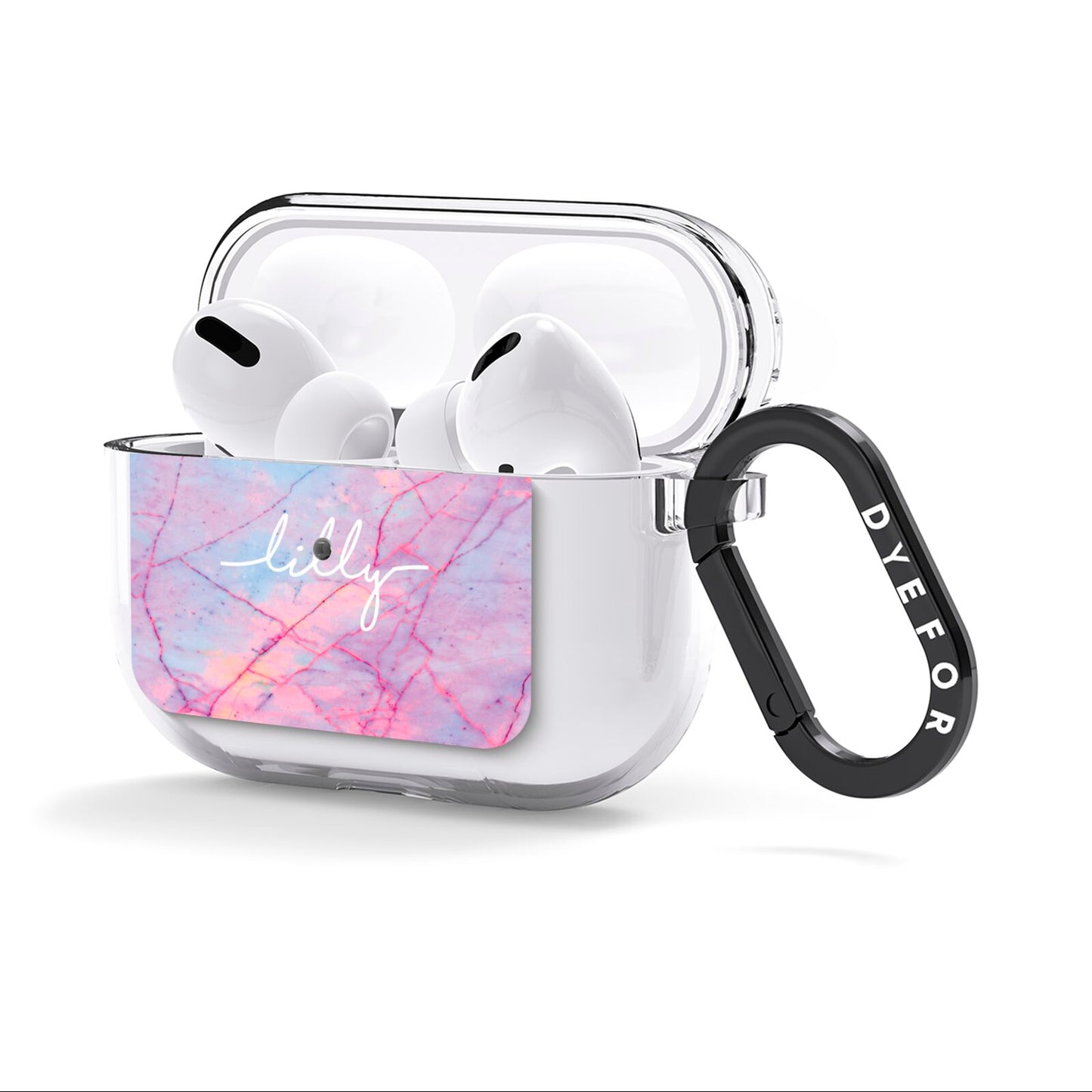 Personalised Purple Marble Name AirPods Clear Case 3rd Gen Side Image