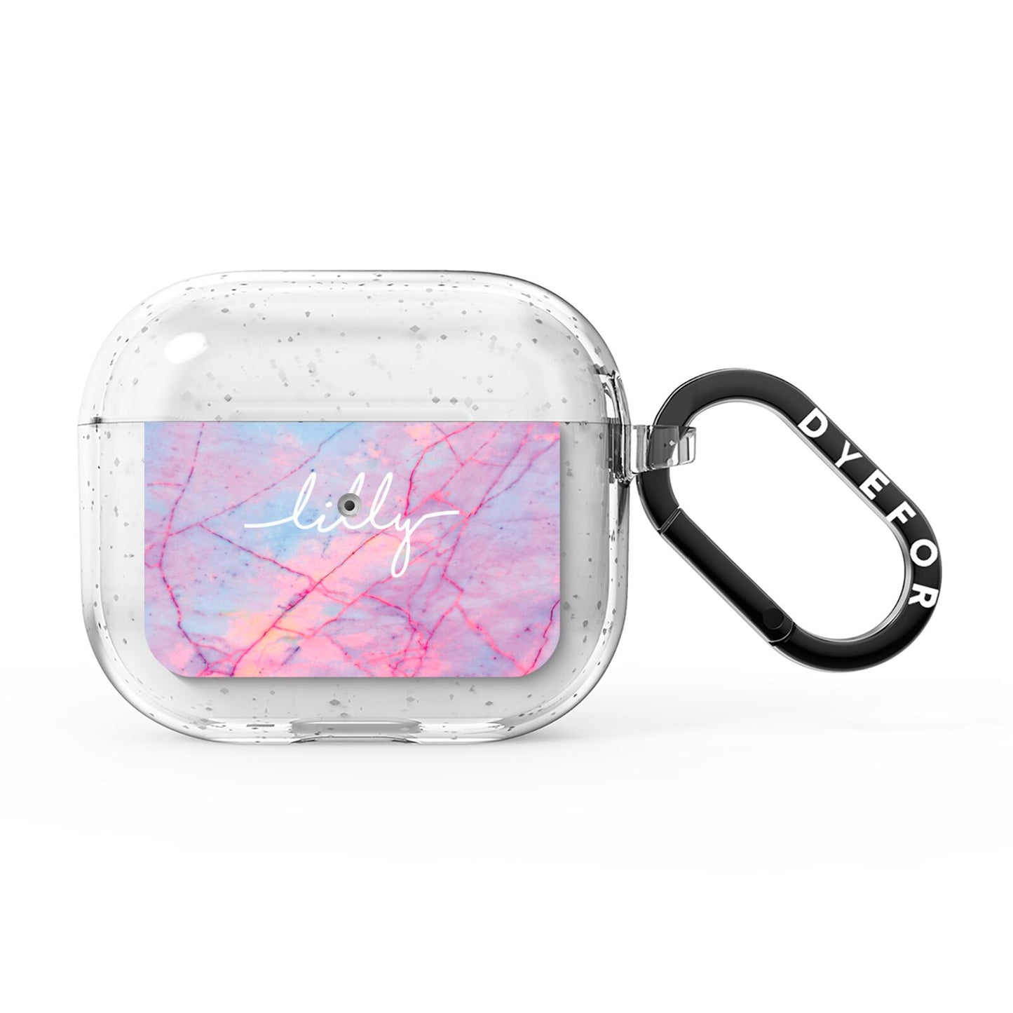 Personalised Purple Marble Name AirPods Glitter Case 3rd Gen