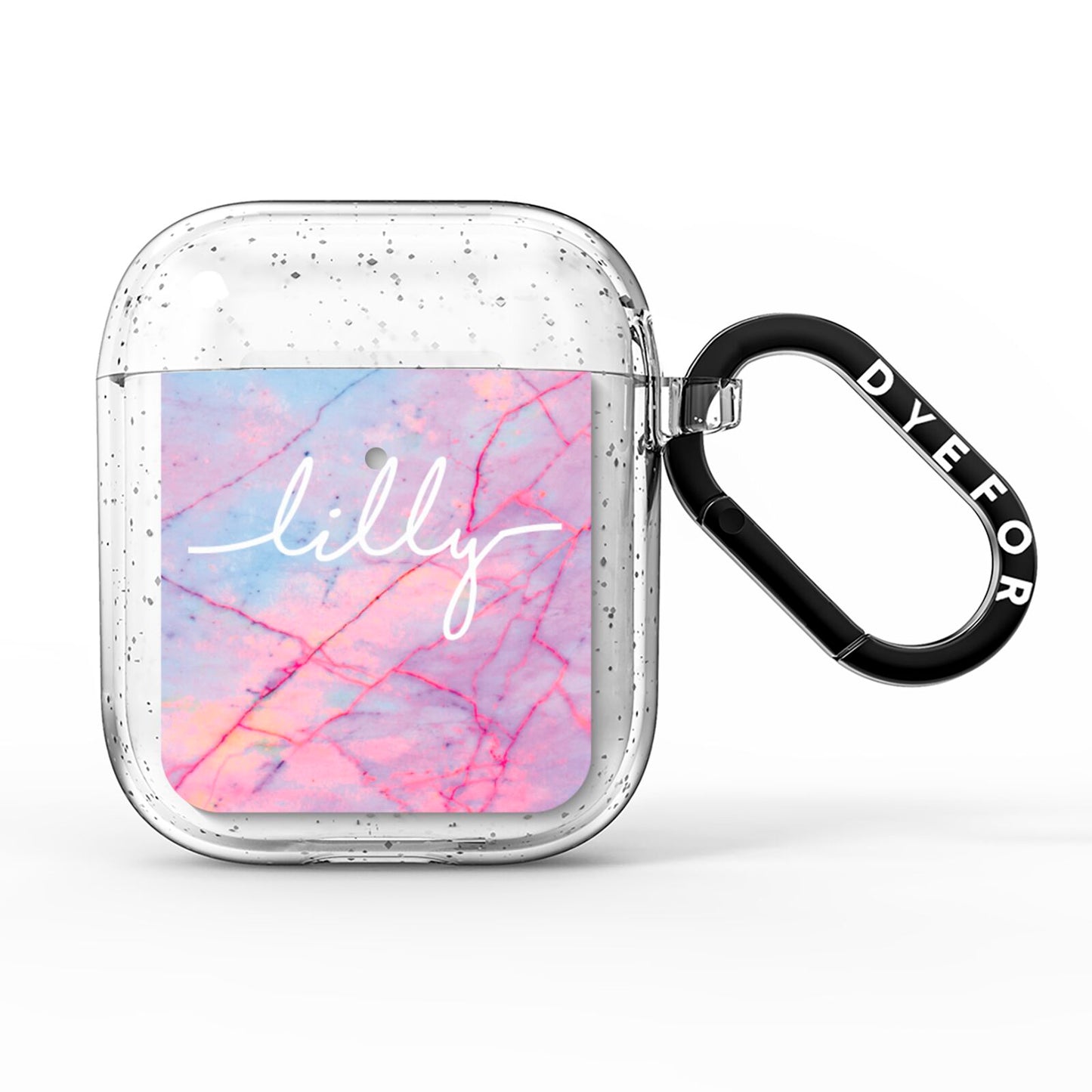 Personalised Purple Marble Name AirPods Glitter Case