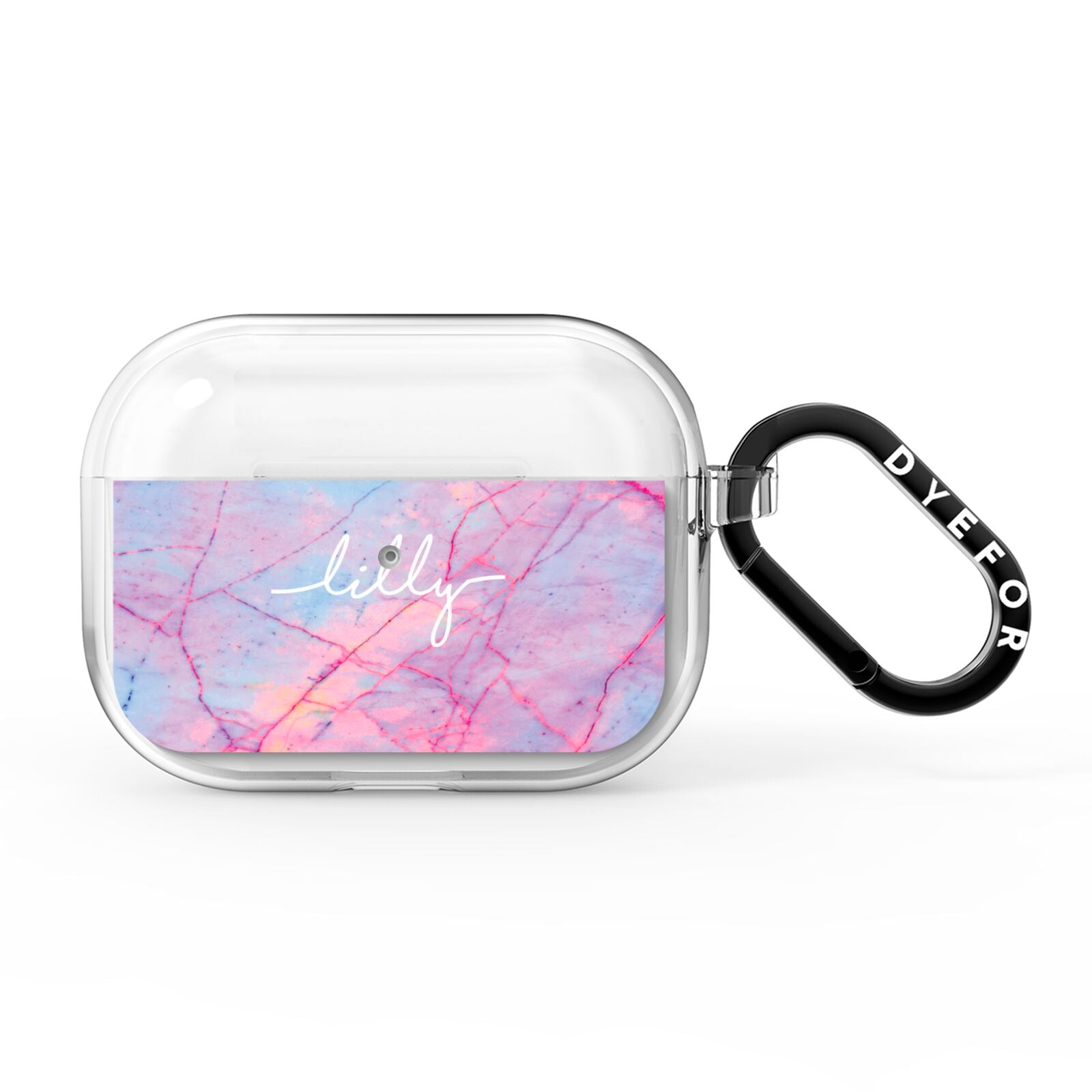 Personalised Purple Marble Name AirPods Pro Clear Case