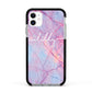 Personalised Purple Marble Name Apple iPhone 11 in White with Black Impact Case