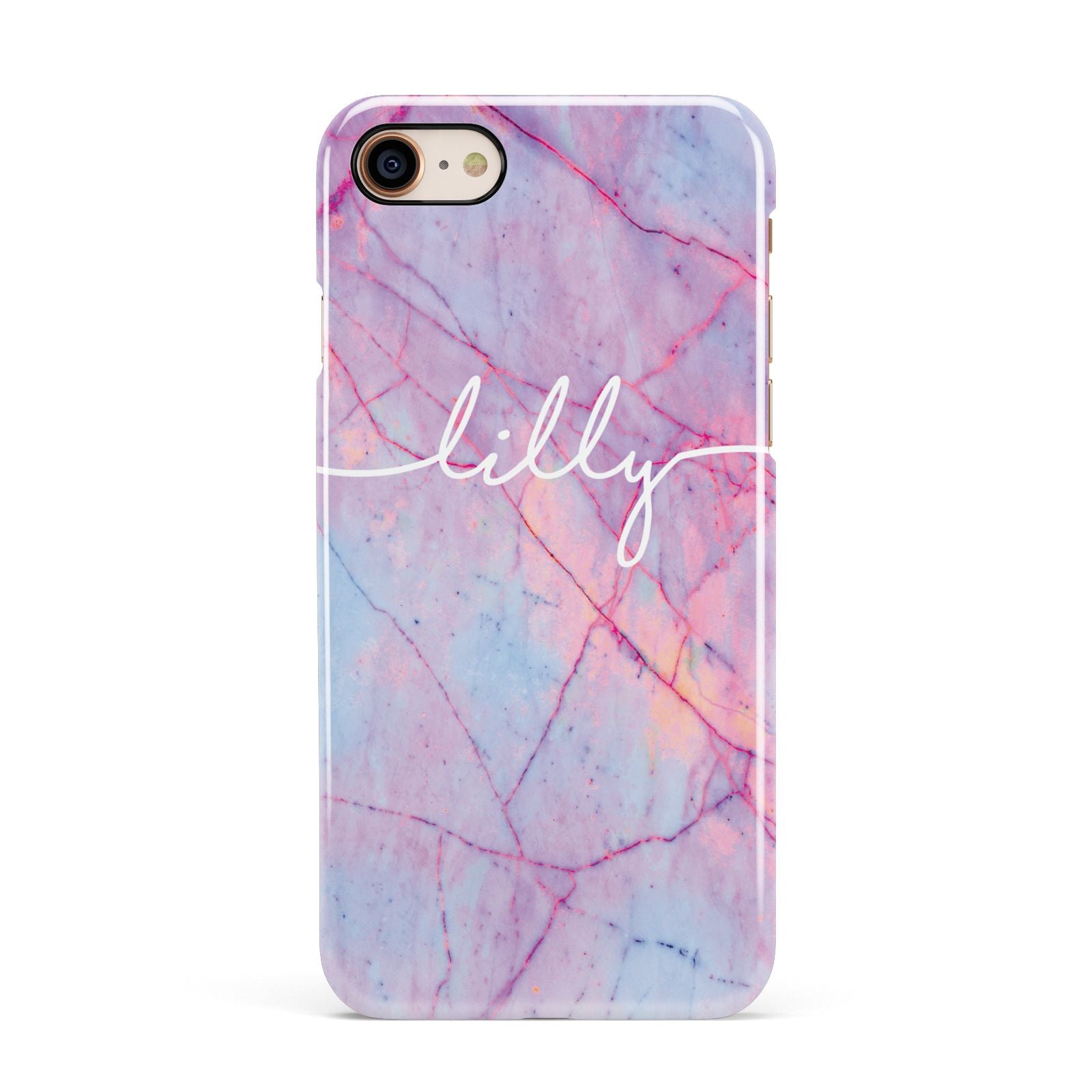 Personalised Purple Marble Name Apple iPhone 7 8 3D Snap Case