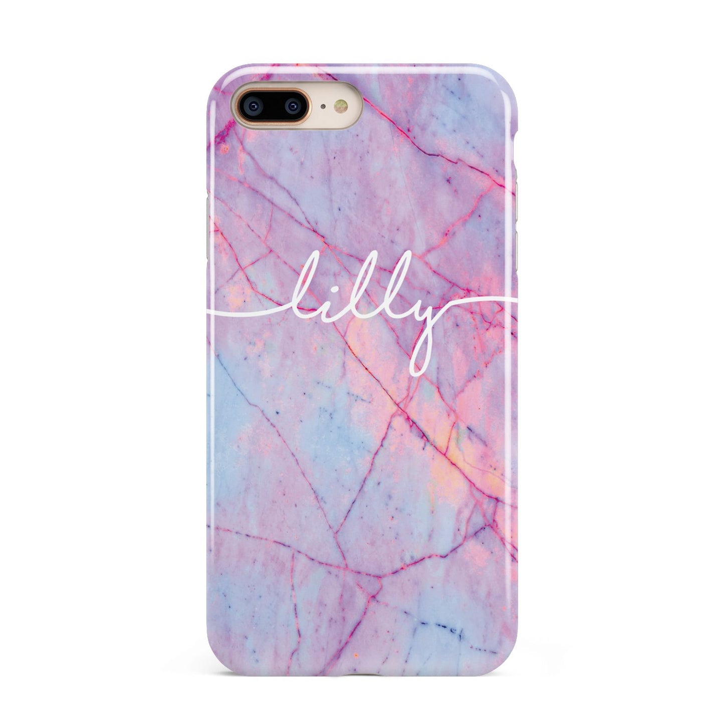 Personalised Purple Marble Name Apple iPhone 7 8 Plus 3D Tough Case