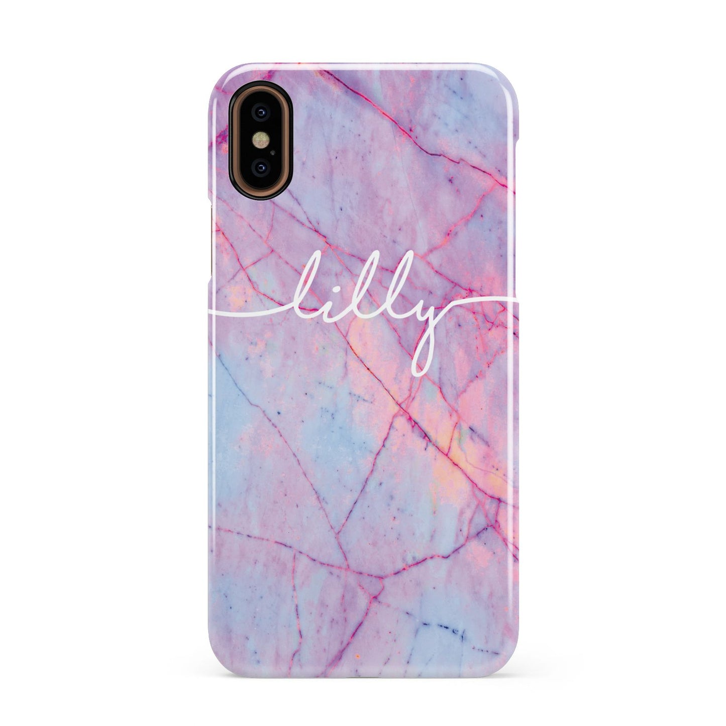 Personalised Purple Marble Name Apple iPhone XS 3D Snap Case