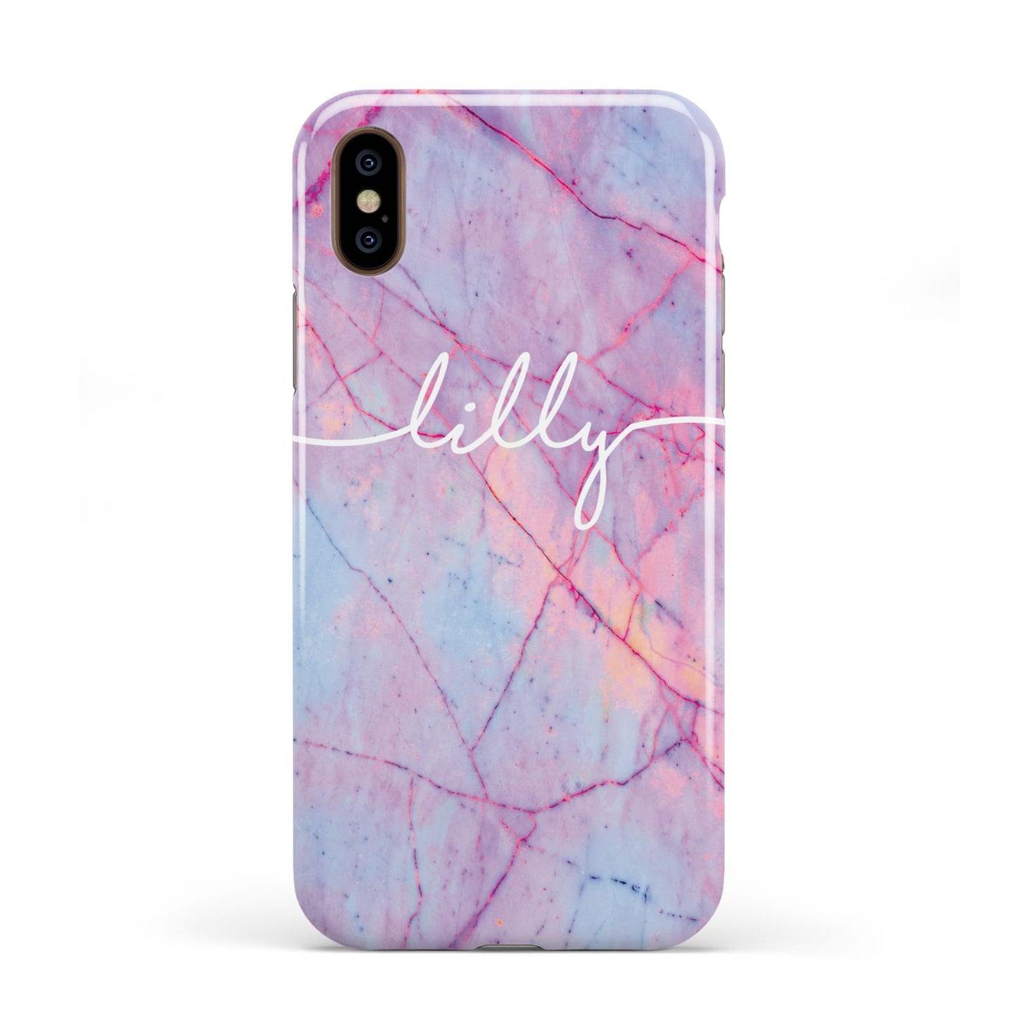 Personalised Purple Marble Name Apple iPhone XS 3D Tough