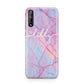 Personalised Purple Marble Name Huawei Enjoy 10s Phone Case