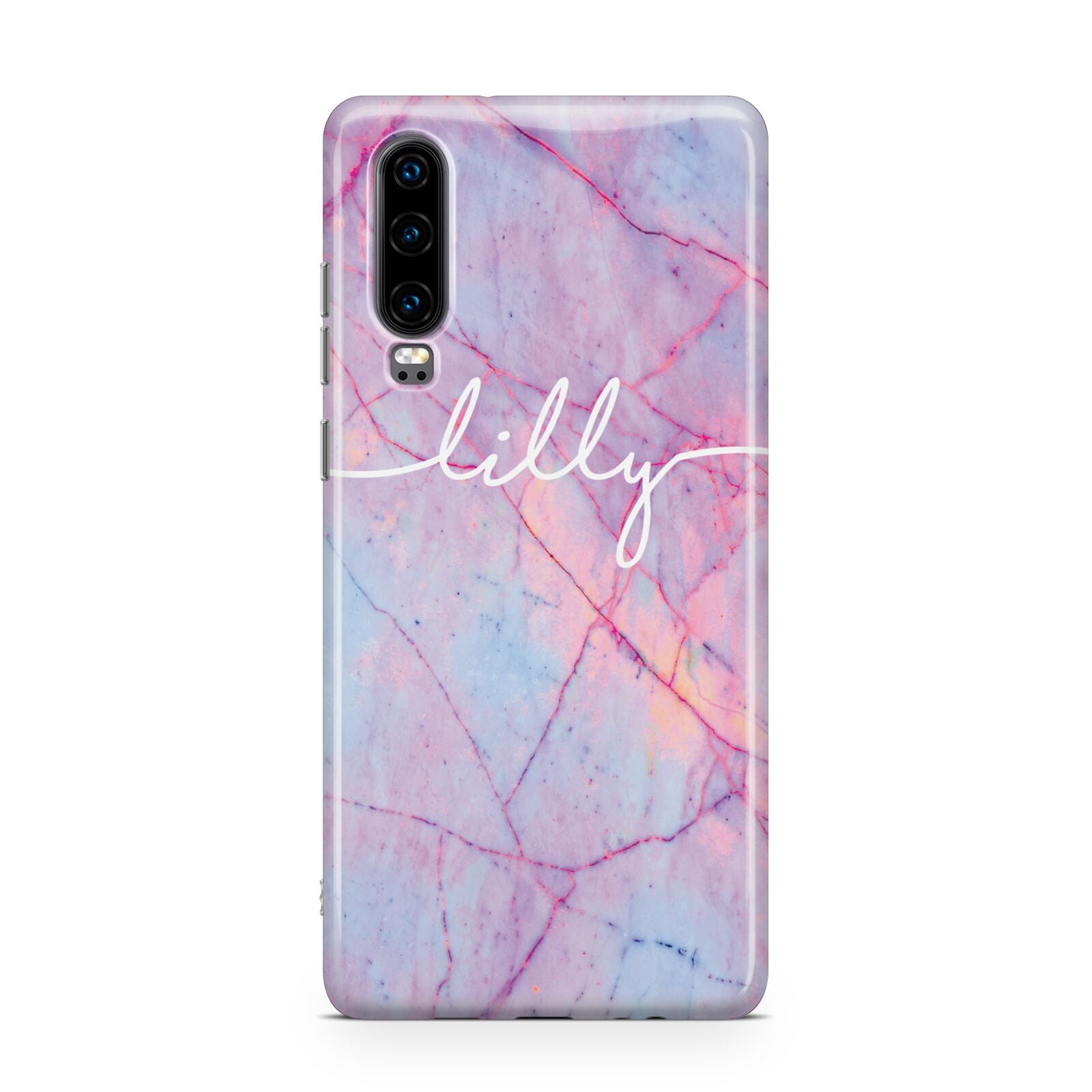 Personalised Purple Marble Name Huawei P30 Phone Case