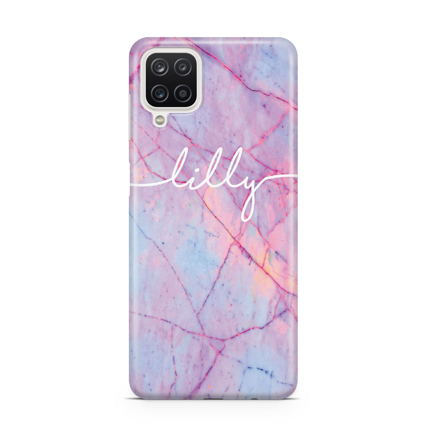 Personalised Purple Marble Name Samsung A12 Case