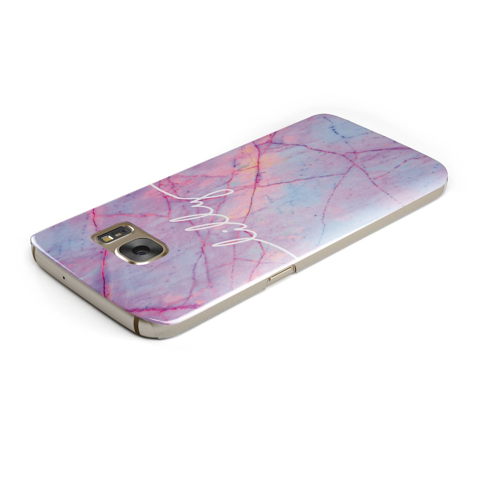 Personalised Purple Marble Name Samsung Galaxy Case Top Cutout