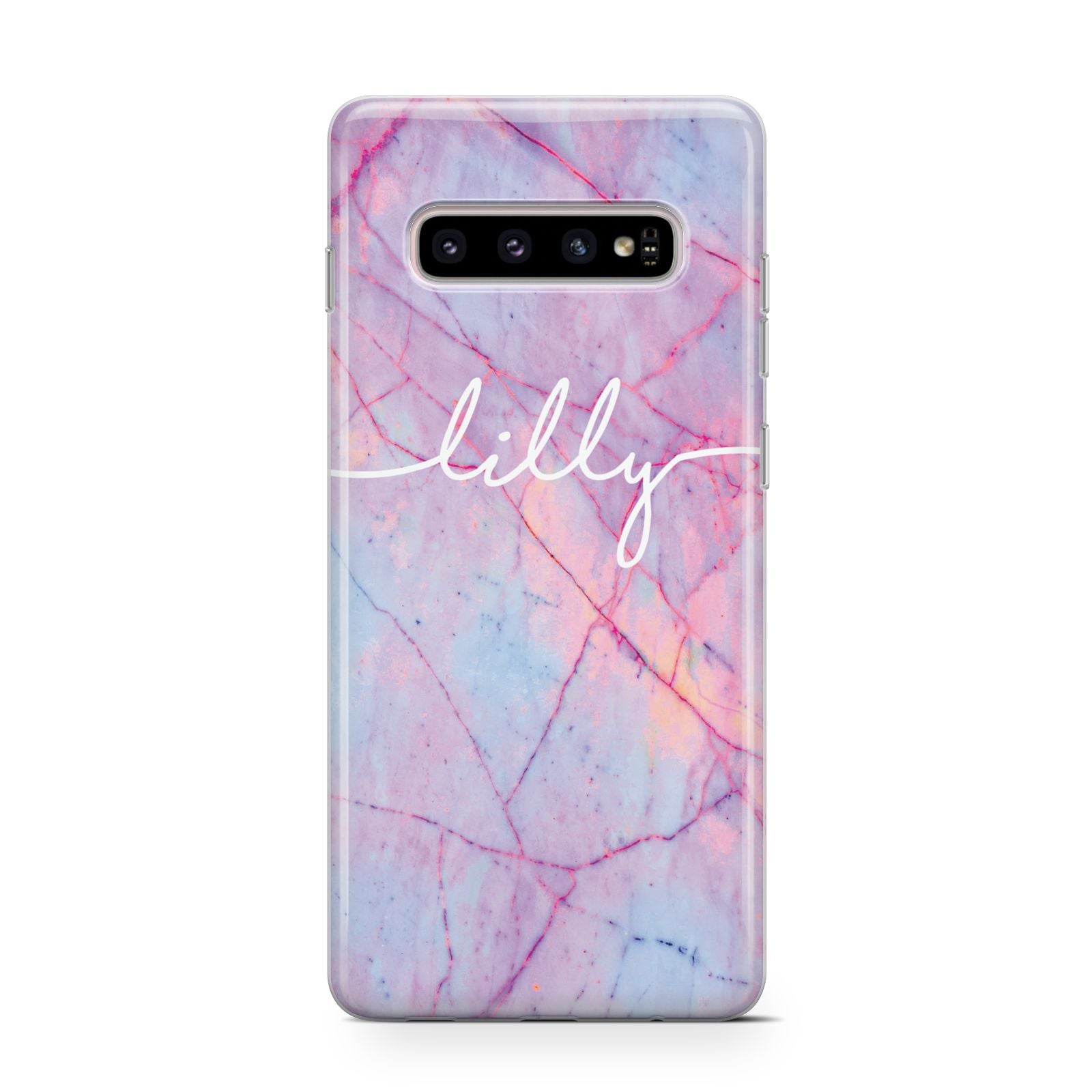 Personalised Purple Marble Name Samsung Galaxy S10 Case