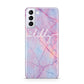 Personalised Purple Marble Name Samsung S21 Plus Case