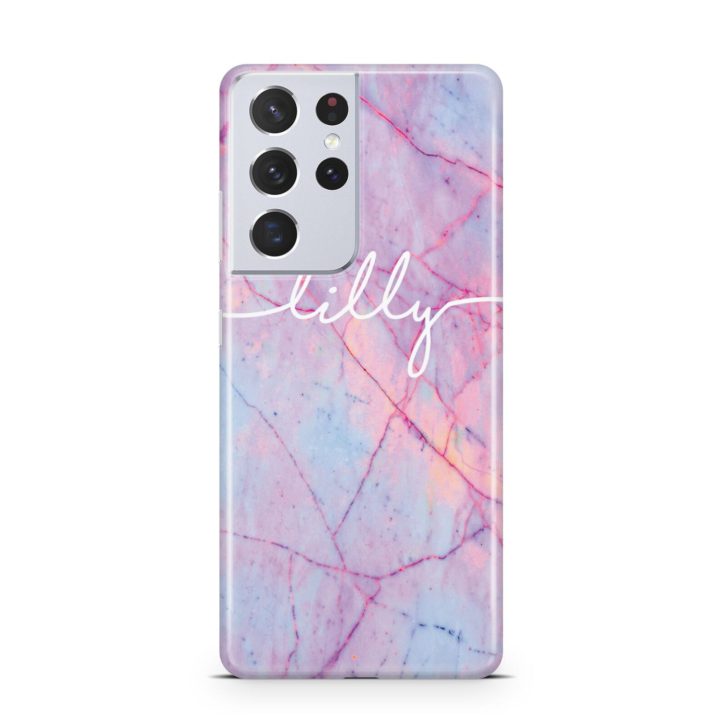 Personalised Purple Marble Name Samsung S21 Ultra Case