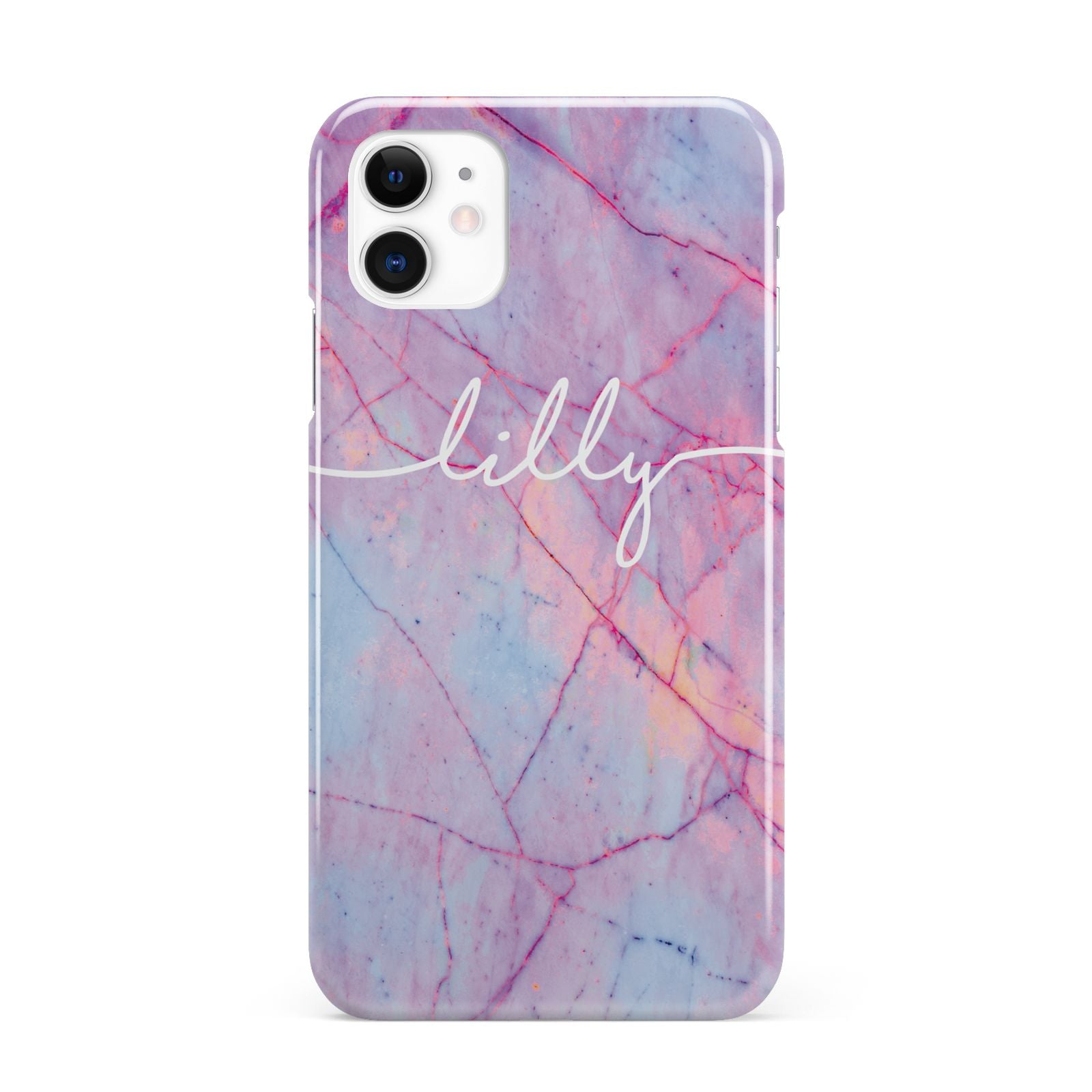 Personalised Purple Marble Name iPhone 11 3D Snap Case