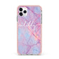Personalised Purple Marble Name iPhone 11 Pro Max Impact Pink Edge Case