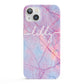 Personalised Purple Marble Name iPhone 13 Full Wrap 3D Snap Case