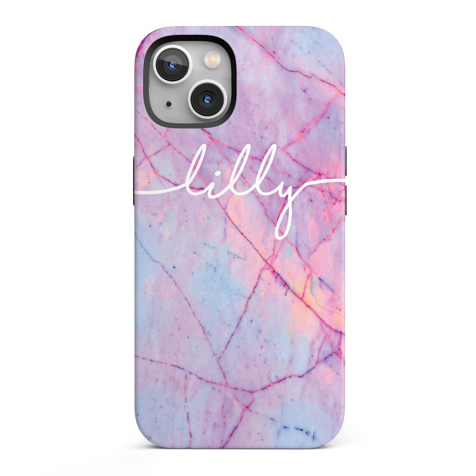 Personalised Purple Marble Name iPhone 13 Full Wrap 3D Tough Case