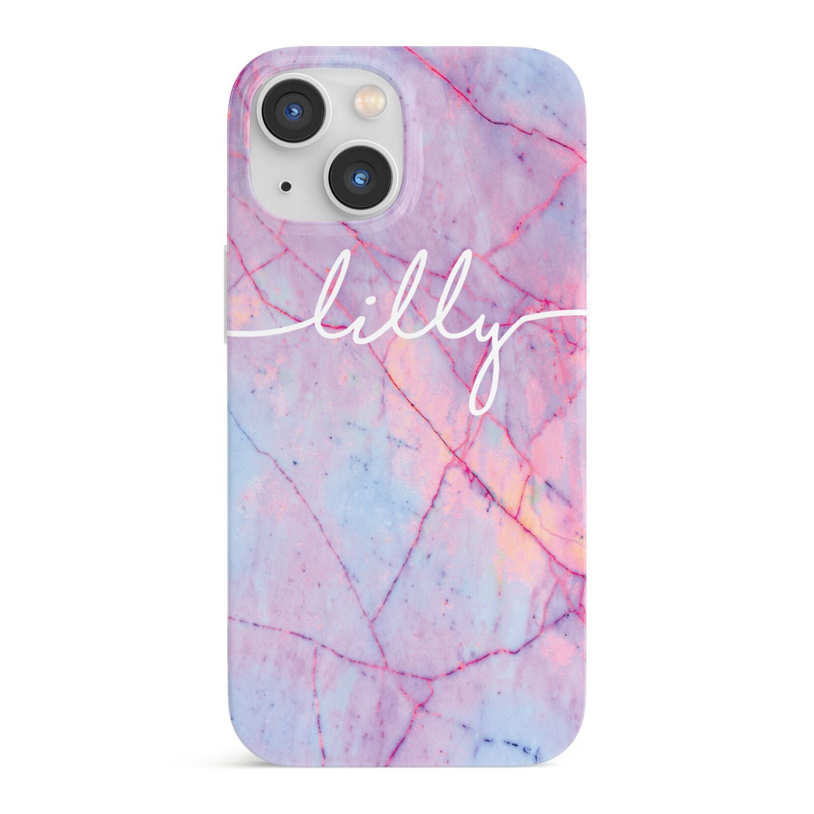 Personalised Purple Marble Name iPhone 13 Mini Full Wrap 3D Snap Case