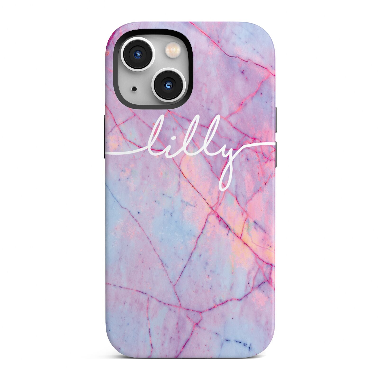 Personalised Purple Marble Name iPhone 13 Mini Full Wrap 3D Tough Case