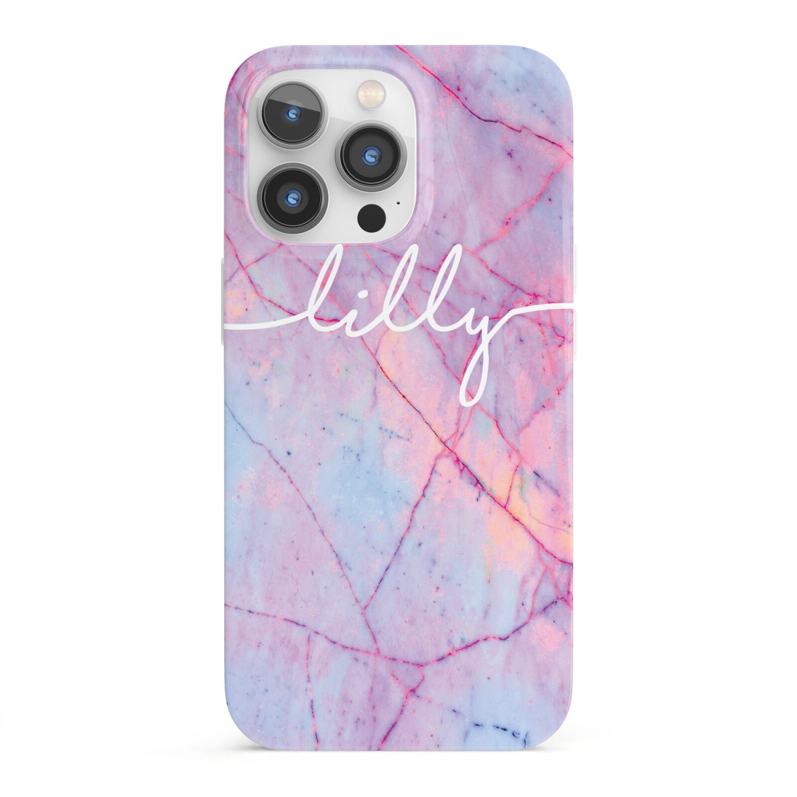 Personalised Purple Marble Name iPhone 13 Pro Full Wrap 3D Snap Case