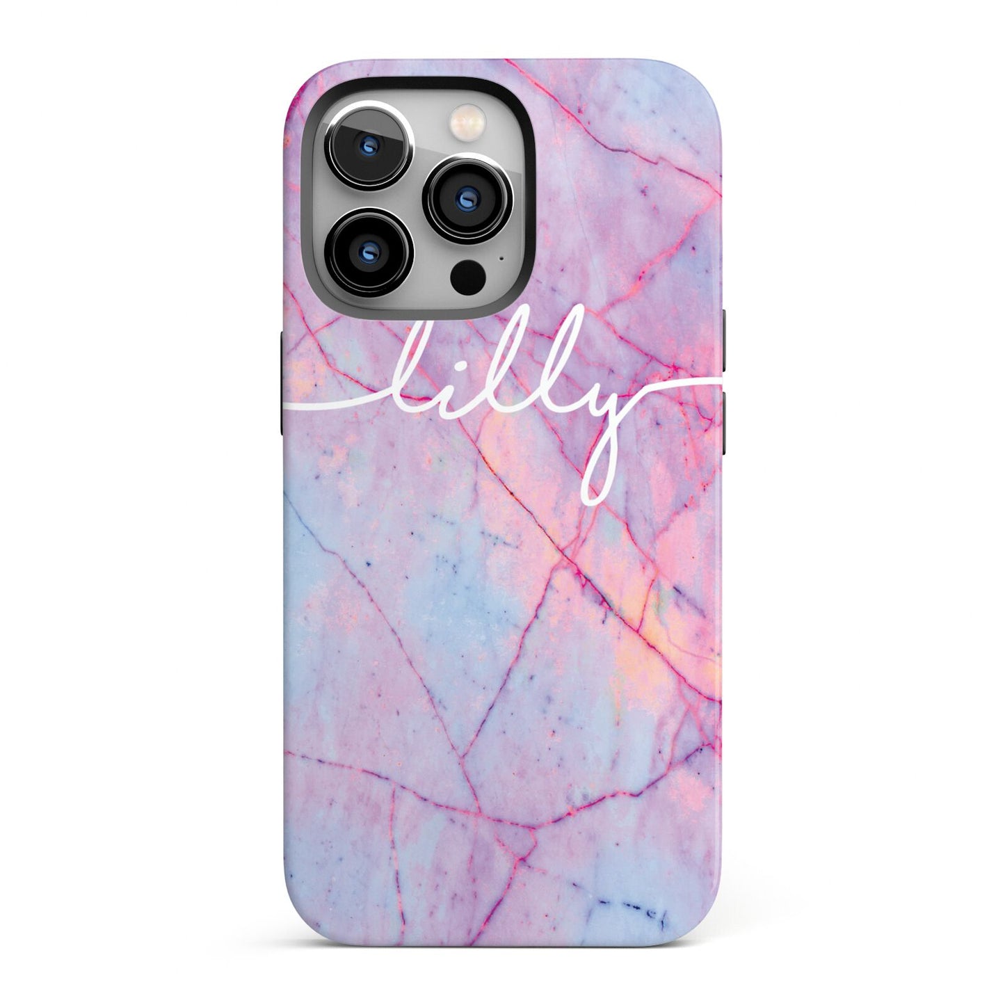 Personalised Purple Marble Name iPhone 13 Pro Full Wrap 3D Tough Case
