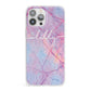 Personalised Purple Marble Name iPhone 13 Pro Max Clear Bumper Case