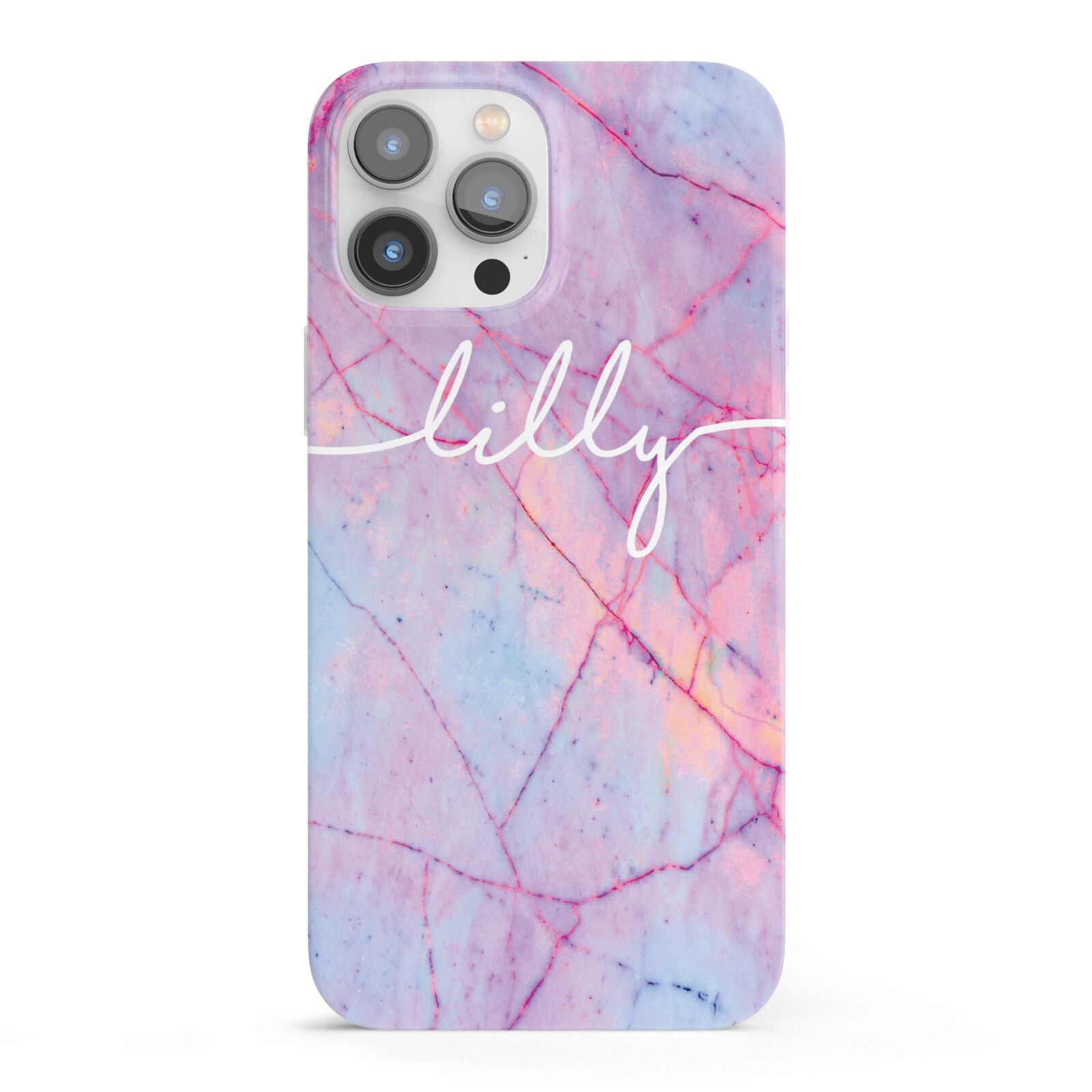 Personalised Purple Marble Name iPhone 13 Pro Max Full Wrap 3D Snap Case