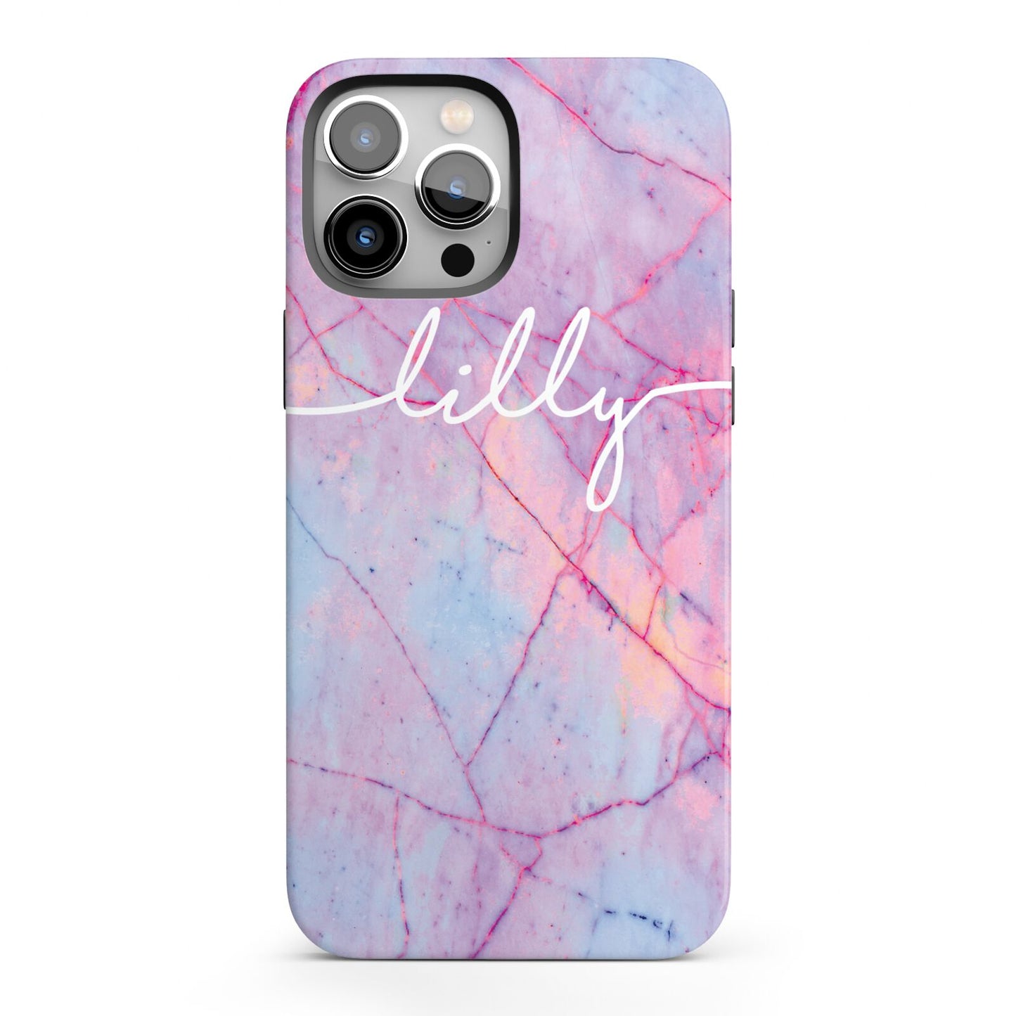 Personalised Purple Marble Name iPhone 13 Pro Max Full Wrap 3D Tough Case
