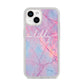 Personalised Purple Marble Name iPhone 14 Glitter Tough Case Starlight
