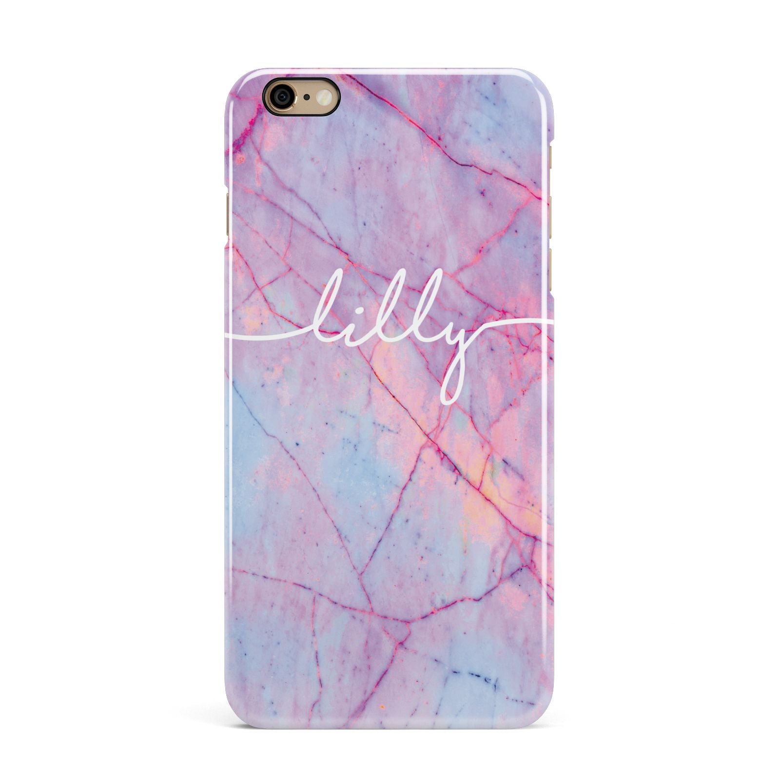 Personalised Purple Marble Name iPhone 6 Plus 3D Snap Case on Gold Phone