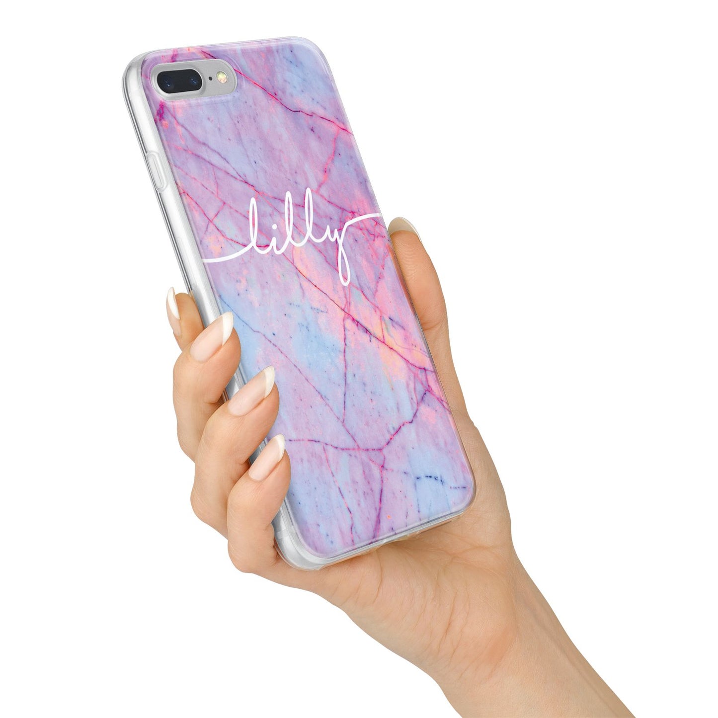 Personalised Purple Marble Name iPhone 7 Plus Bumper Case on Silver iPhone Alternative Image