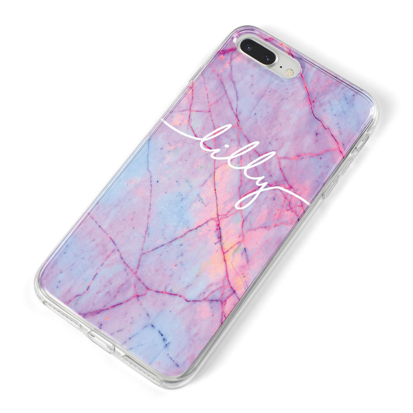 Personalised Purple Marble Name iPhone 8 Plus Bumper Case on Silver iPhone Alternative Image