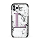 Personalised Purple Monogram Marble Heart Apple iPhone 11 Pro Max in Silver with Black Impact Case