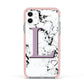 Personalised Purple Monogram Marble Heart Apple iPhone 11 in White with Pink Impact Case