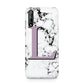 Personalised Purple Monogram Marble Heart Huawei Enjoy 10s Phone Case