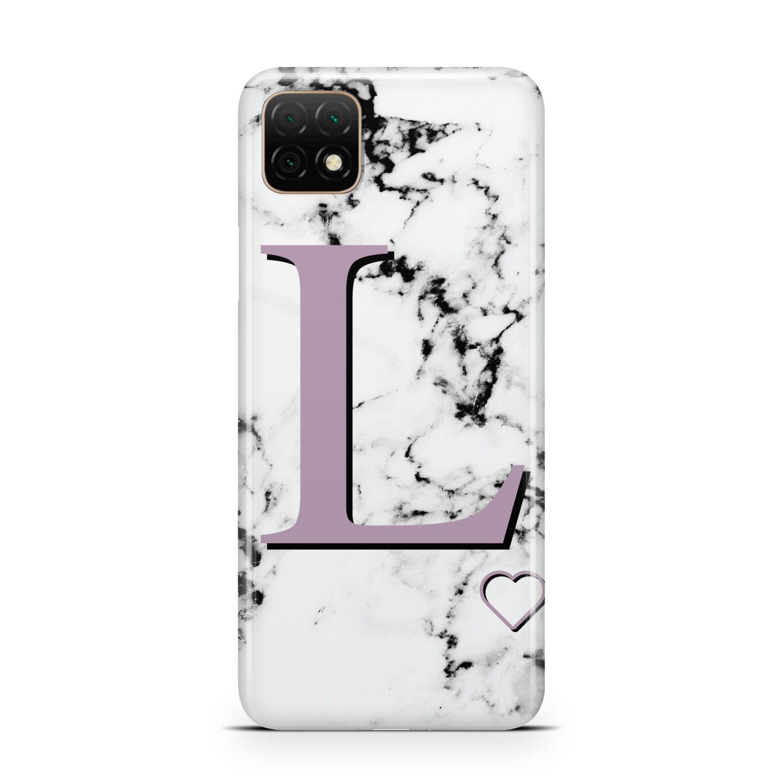 Personalised Purple Monogram Marble Heart Huawei Enjoy 20 Phone Case