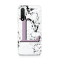 Personalised Purple Monogram Marble Heart Huawei Nova 6 Phone Case