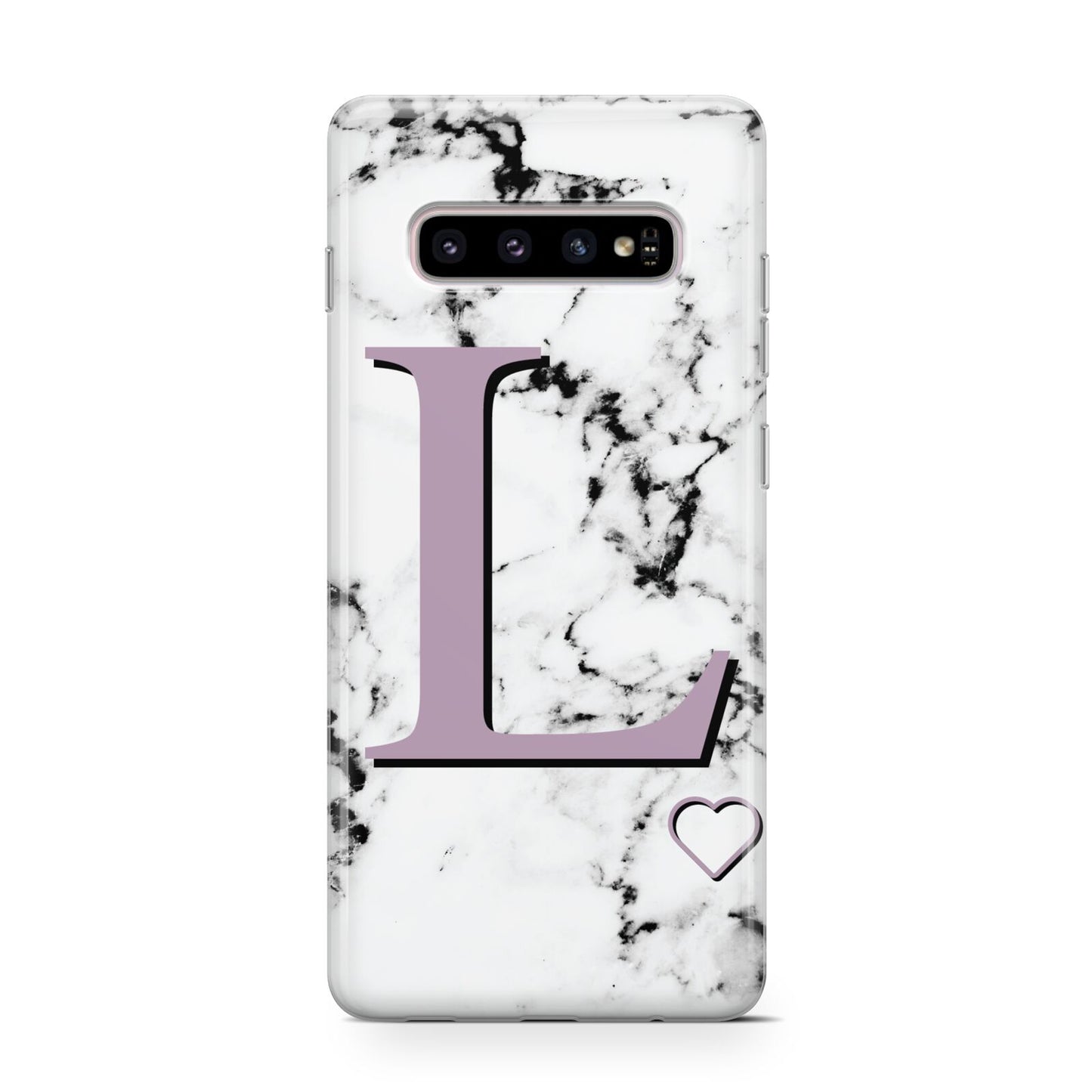 Personalised Purple Monogram Marble Heart Protective Samsung Galaxy Case