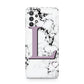 Personalised Purple Monogram Marble Heart Samsung A32 5G Case